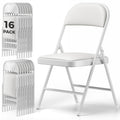 MAKE CHANGES 16 Pack Folding Chairs, PU Leather Folding Dining Chairs with Padded Cushion Seat & Back, Indoor Outdoor Folding Chair Set for Home Office, Parties, Events, Wedding, Extra Guest Seating