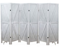Premium Home 6-Panel Room Divider – Rustic White Barn Door, K Pattern Folding Privacy Screen, Partition Wall
