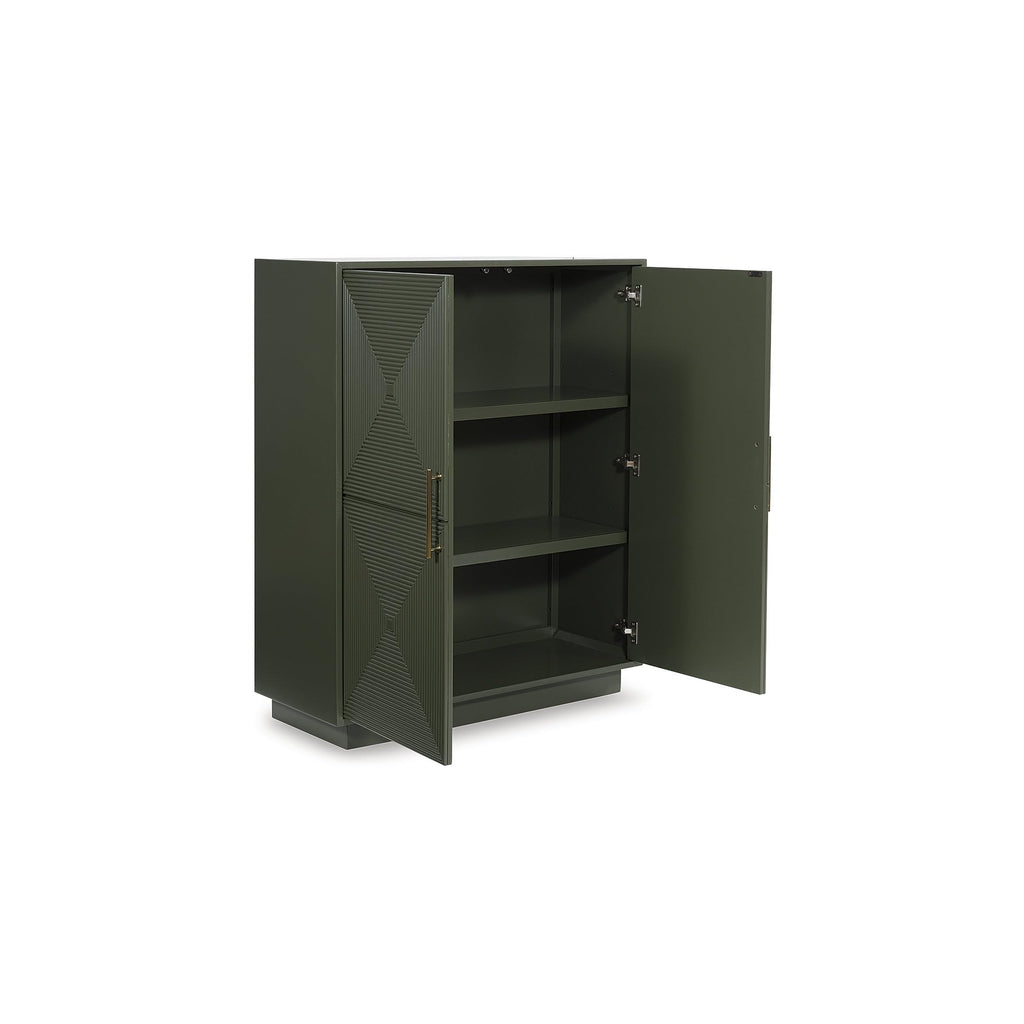 Signature Design by Ashley Geirwood Contemporary Accent Cabinet with Shelf and Geometric Pattern, Green