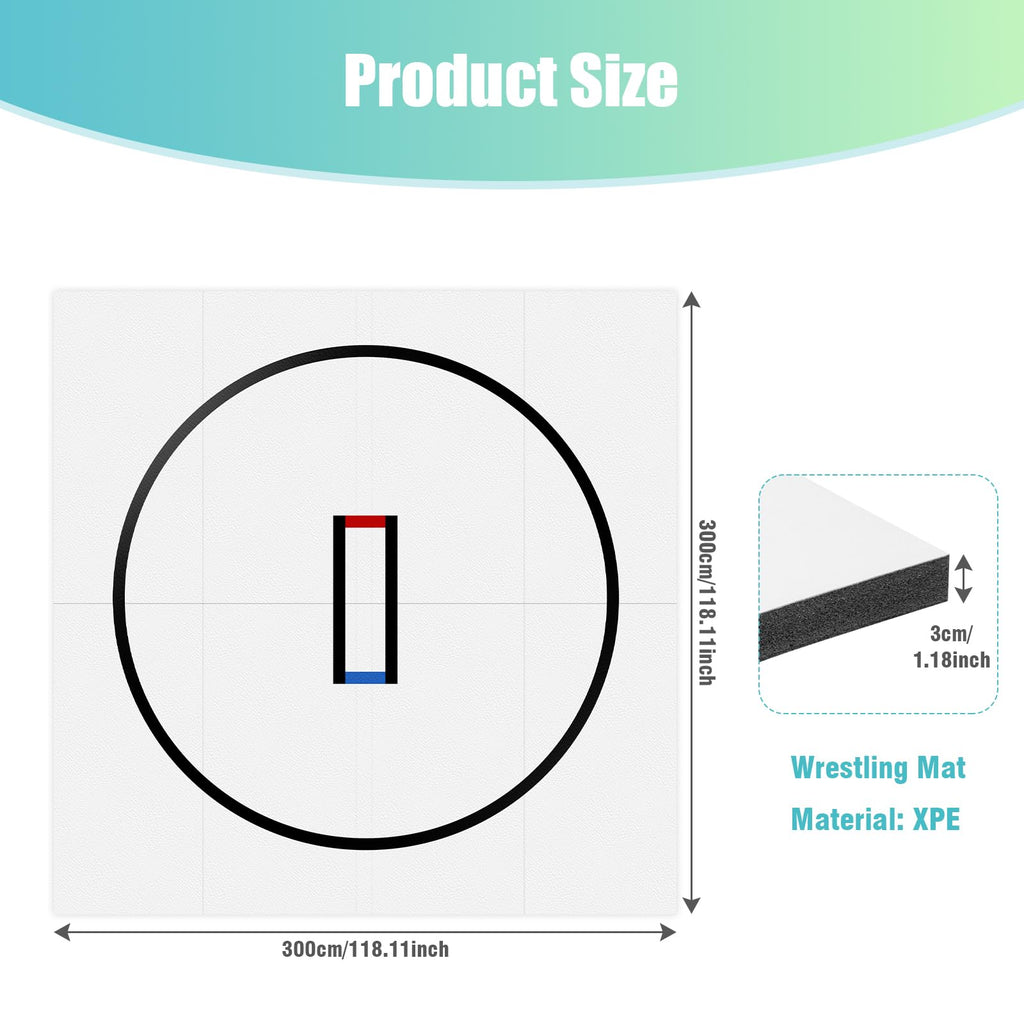 10x10ft Roll-Up Design Wrestling Mat for Home Foldable XPE Jiu Jitsu Floor Exercise Mat 1.2inch Thick for BJJ MMA Martial Art Boxing Grappling and Judo