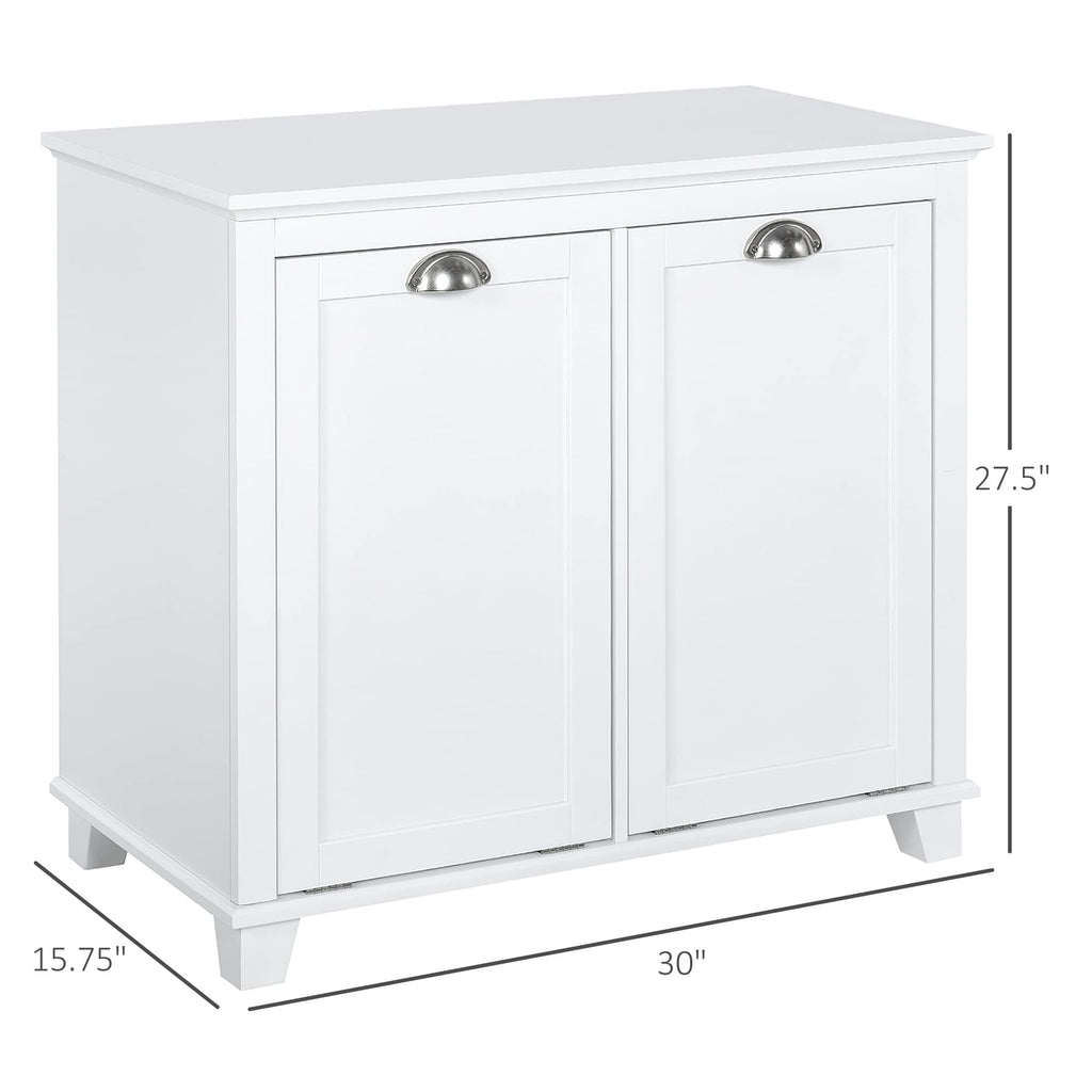 Tilt-Out Laundry Sorter Bathroom Cabinet, White