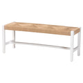 Bali & pari Prita Woven Paper Loom Bench with Mahogany Wood Frame - Handcrafted Accent Seating for Dining Room or Entryway, White