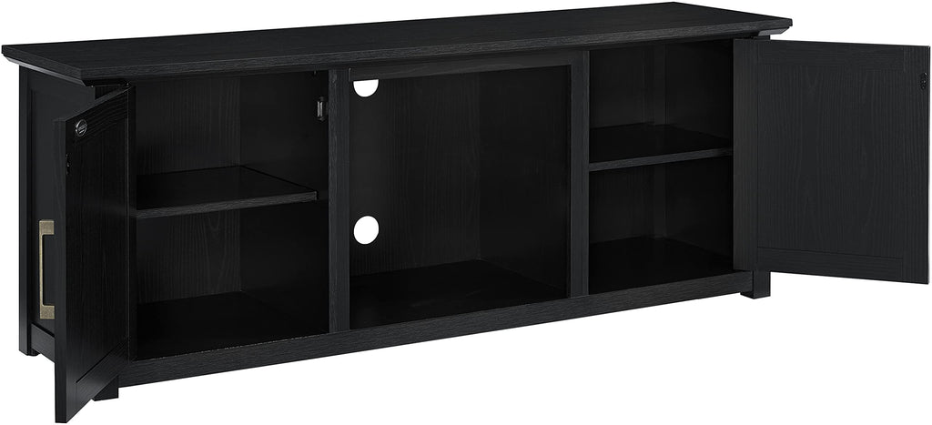 Crosley Furniture Camden Low Profile Fireplace TV Stand for 65+ inch TVs, Entertainment Center with Shelves, Black