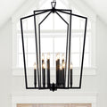 Vezzio 12-Light Large Black Chandelier, D30 Inch Modern Industrial Farmhouse Lantern Pendant Light for High Ceiling Entryway, Foyer, Dining Room，Kitchen Island，Hallway，Staircase