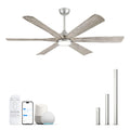 60 Inch Farmhouse Rustic Ceiling Fan with Light, Modern Smart Alexa/APP /Remote Control, Outdoor Fans for Patio Damp Rated, 6 Solid Wood Blades, High CFM Quiet DC Motor for Indoor Living Room Bedroom