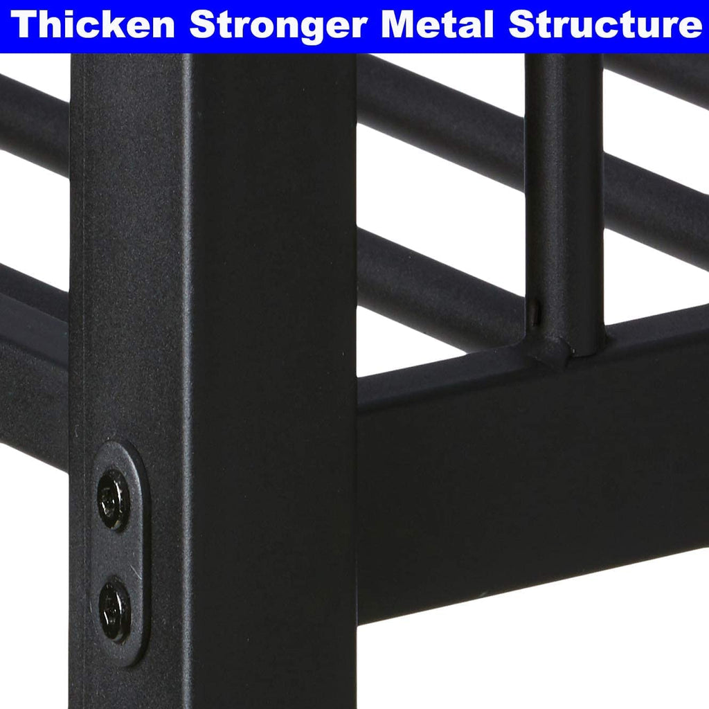 SIMPLEZC New Upgrade Thicken Metal Twin XL Over Queen Bunk Bed for Adults, Stronger Heavy Duty Steel Adults Bunk Beds Twin Over Queen Size with Ladder for Kids, Easy Assembly