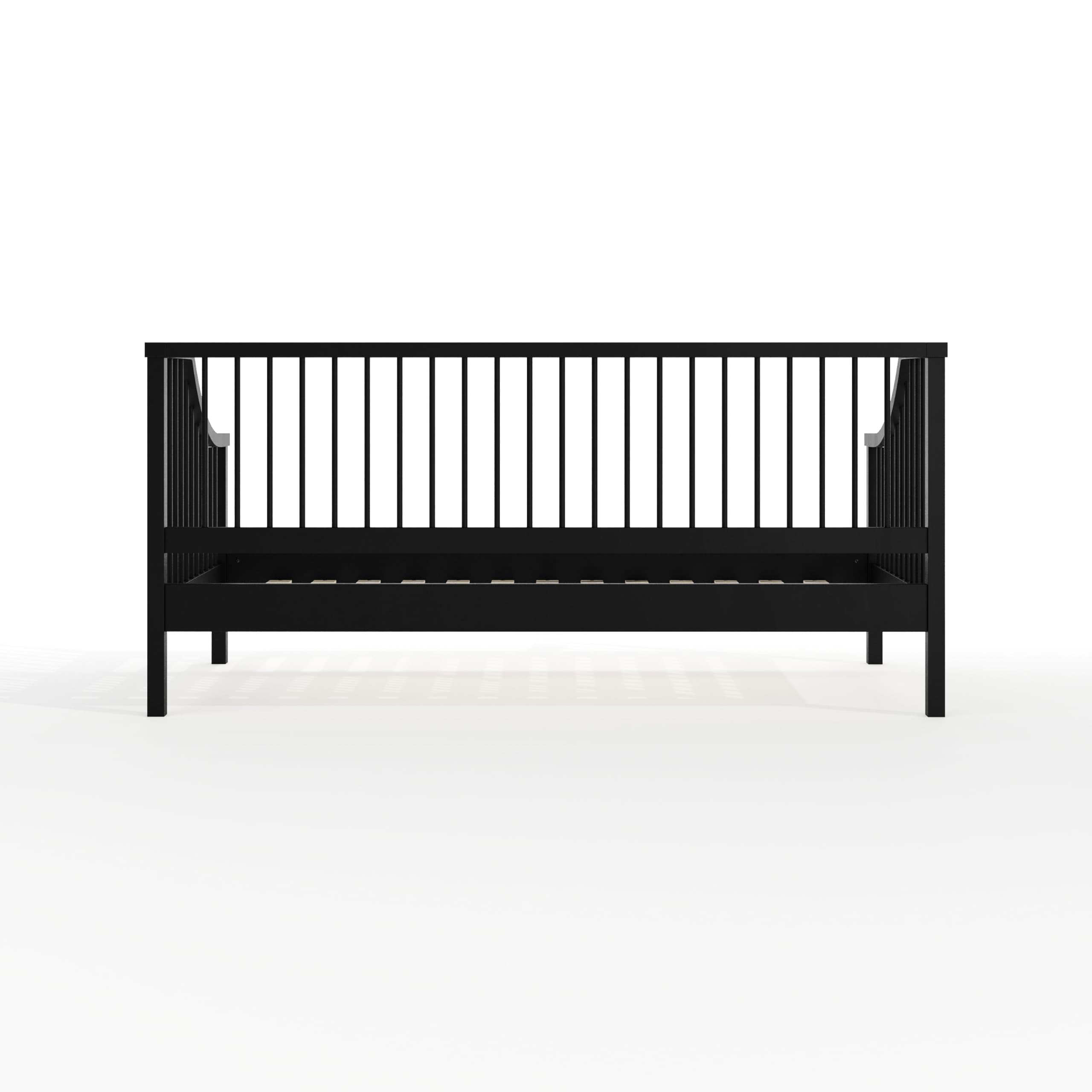 Martha Stewart Neely Platform Daybed with Wood Spindles, Solid Wood Frame, No Box Spring Needed, Twin Size, Black