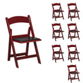 Zedfire Set of 8, Mahogany Resin Folding Chairs with Vinyl Seat, Commercial Event Chairs, Foldable Chair for for Party, Wedding, Picnic, Indoor/Outdoor use