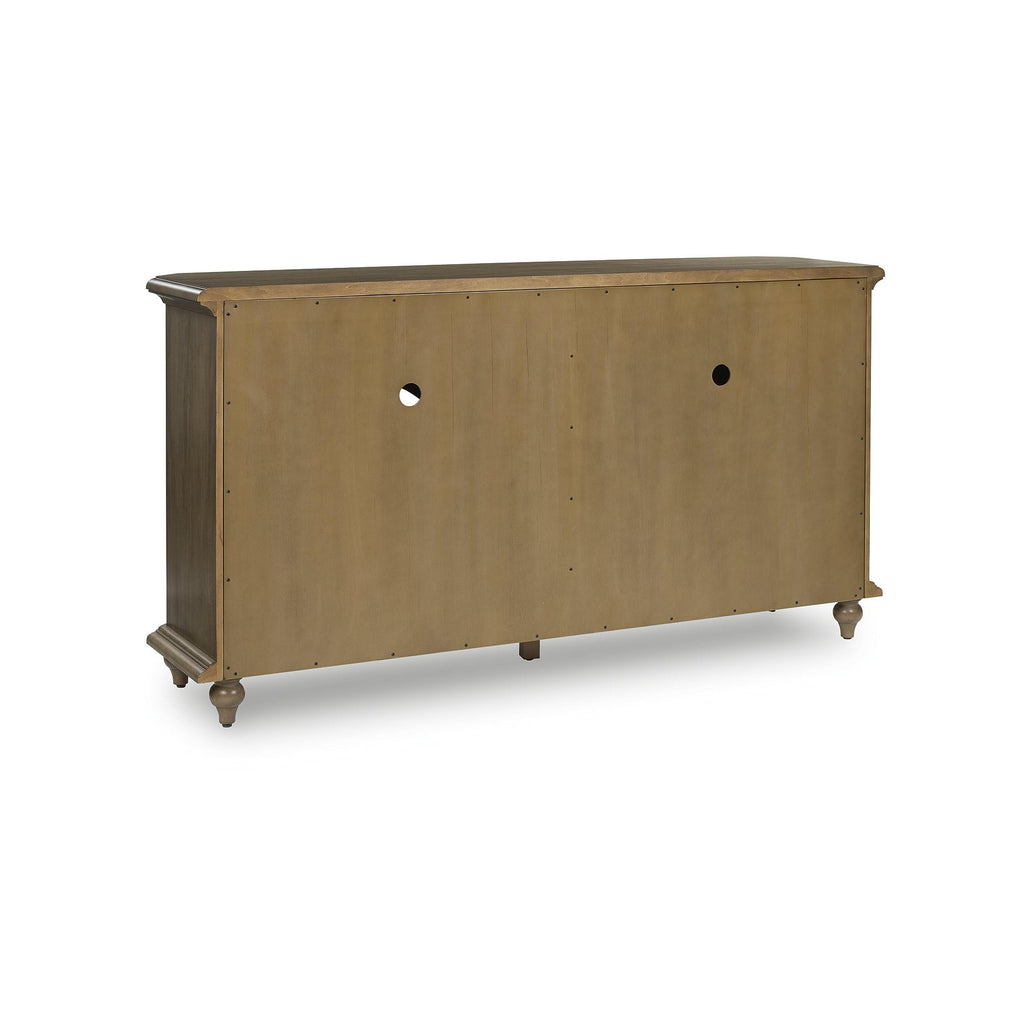 Signature Design by Ashley Barlomore Classic 2-Drawer Accent Cabinet with Adjustable Shelves, Light Brown