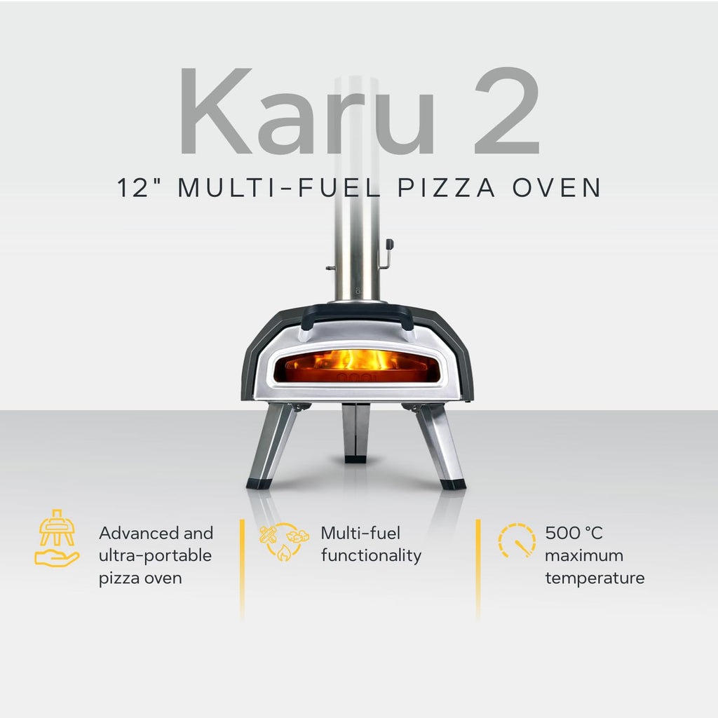 Ooni Karu 2 Multi-Fuel Outdoor Pizza Oven - Wood and Gas Outdoor Pizza Oven with Pizza Stone & Intergrated Thermometer, Pizza Oven Outdoor, Dual Fuel 12 Inch Pizza Maker, Outdoor Cooking Grill