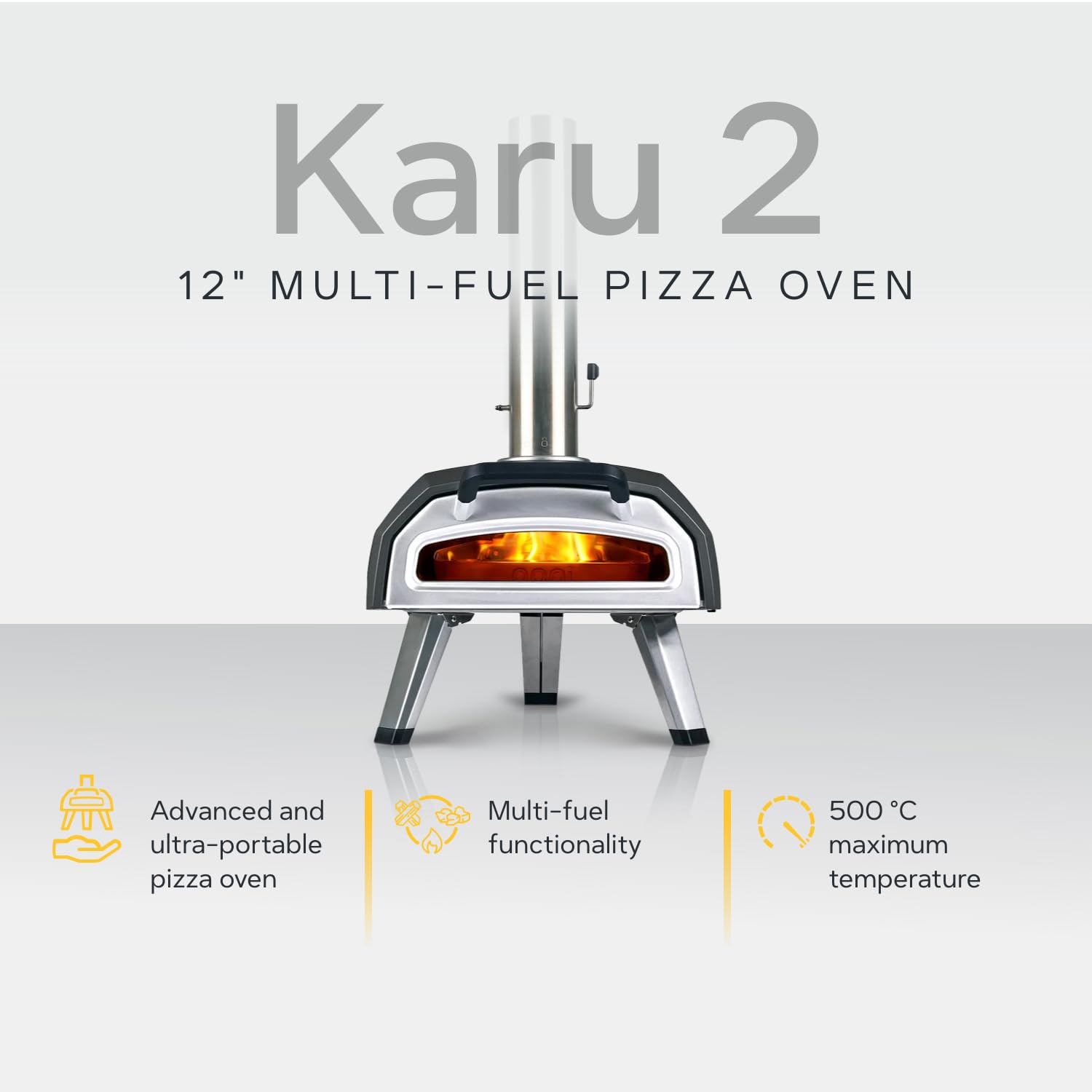 Ooni Karu 2 Multi-Fuel Outdoor Pizza Oven - Wood and Gas Outdoor Pizza Oven with Pizza Stone & Intergrated Thermometer, Pizza Oven Outdoor, Dual Fuel 12 Inch Pizza Maker, Outdoor Cooking Grill