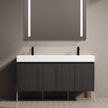 KEIKI 60" Freestanding Bathroom Vanity with Resin Double Sink, Modern Bathroom Storage Cabinet with Soft Closing Doors & Solid Metal Legs, 60 inches Double Sink Bathroom Vanity with 45° Bevel Handle