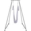 VEVOR Aerial Yoga Frame & Hammock Set, 9.67ft Yoga Swing Frame with 6.6-Yard Nylon Hammock, Heavy-Duty Premium Stand, 551.15 lbs Max Capacity Rig, for Indoor & Outdoor Aerial Fitness Training (White)