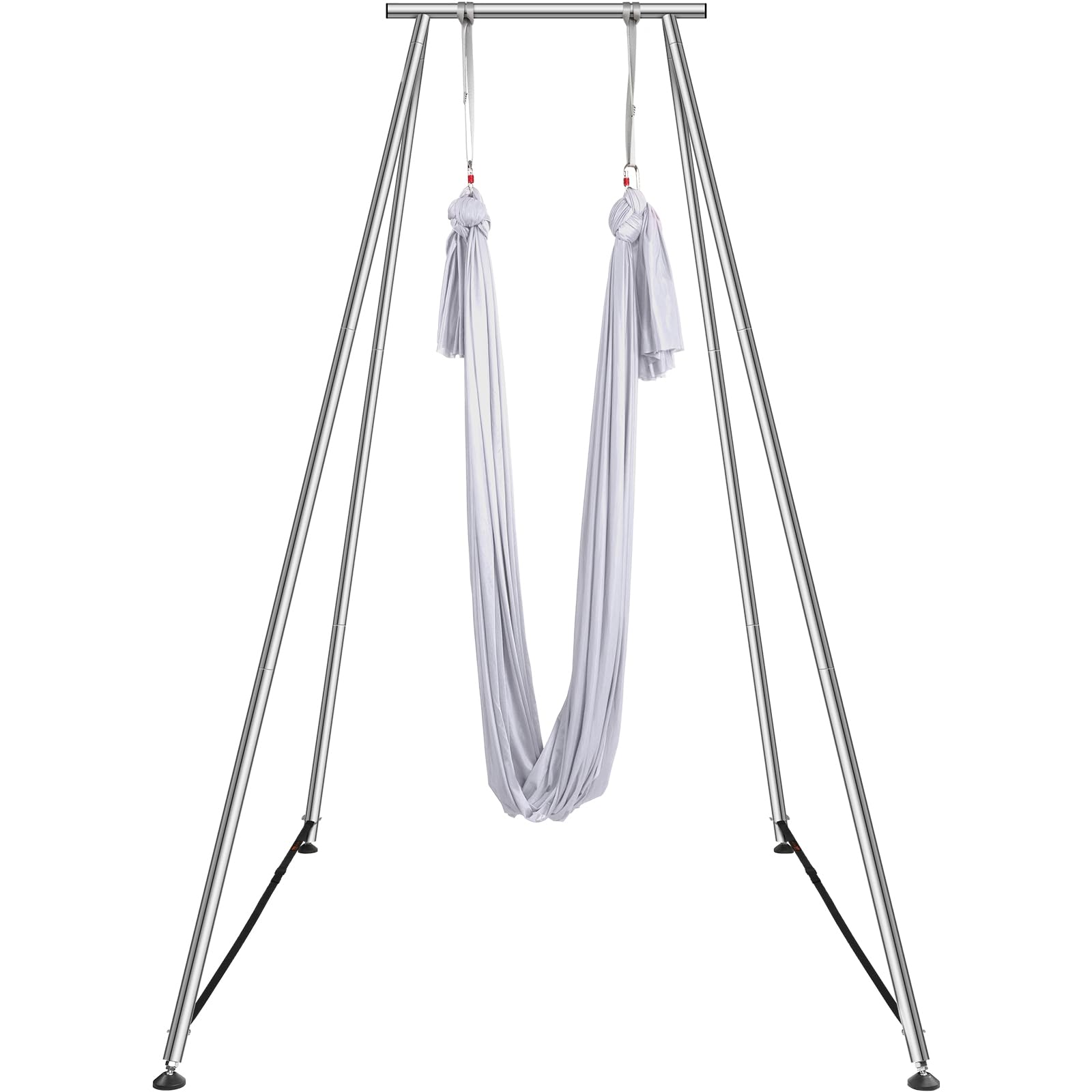 VEVOR Aerial Yoga Frame & Hammock Set, 9.67ft Yoga Swing Frame with 6.6-Yard Nylon Hammock, Heavy-Duty Premium Stand, 551.15 lbs Max Capacity Rig, for Indoor & Outdoor Aerial Fitness Training (White)