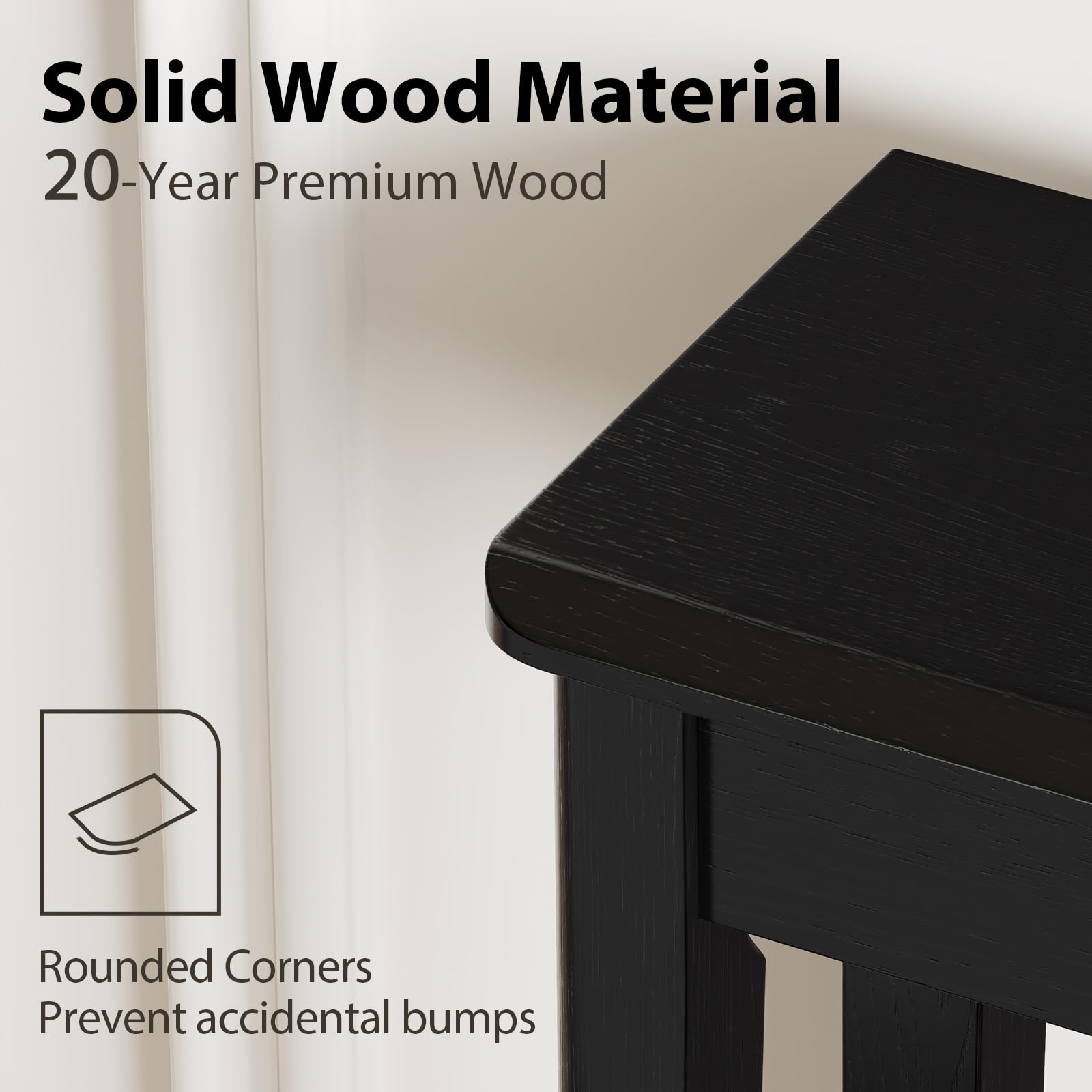 AQIMUELE Wood Console Table with Drawers, Mid Century Modern Console Table Black for Entryway, Living Room, Hall Way.