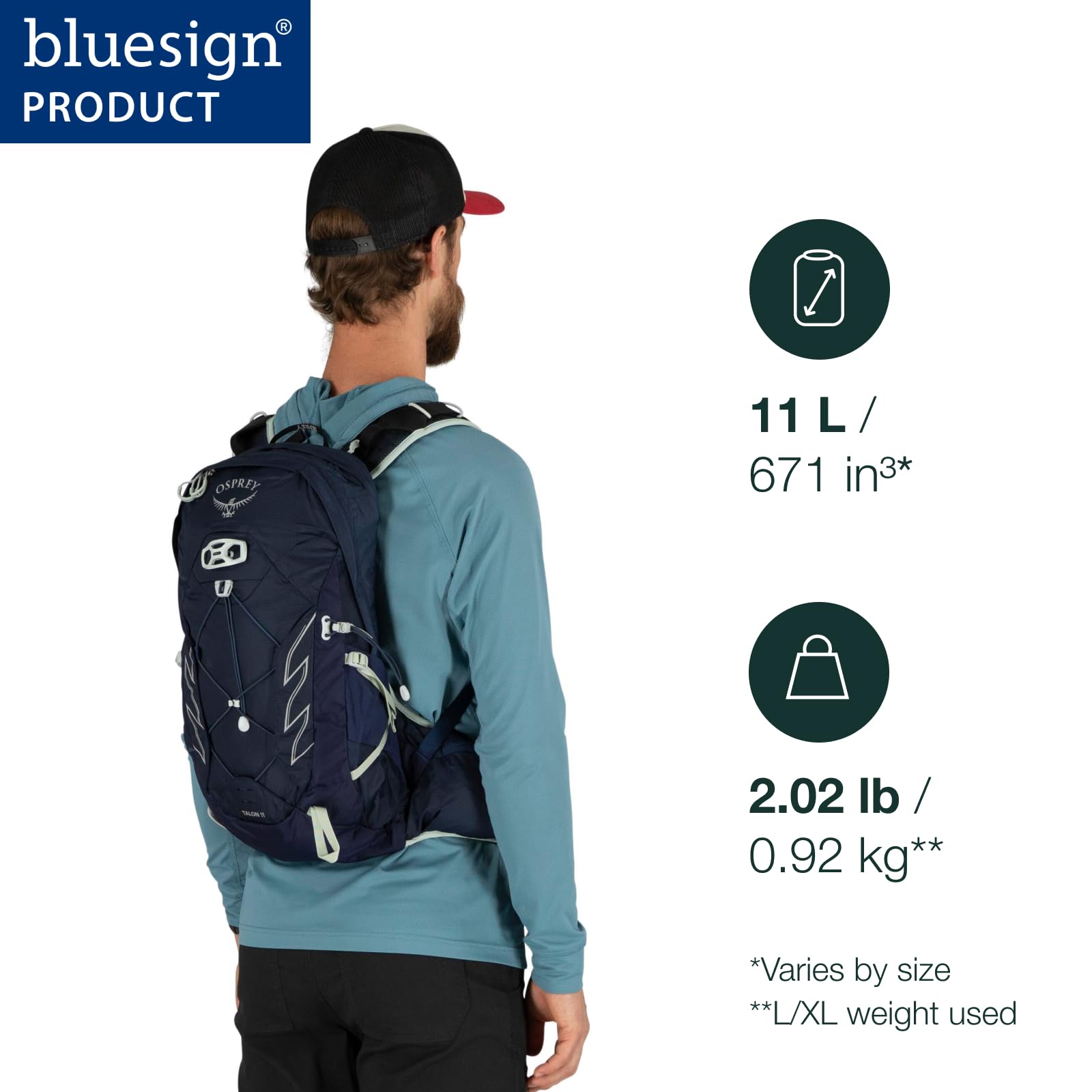 Osprey Talon 11L Men's Hiking Backpack with Hipbelt, Green Belt/Black, L/XL