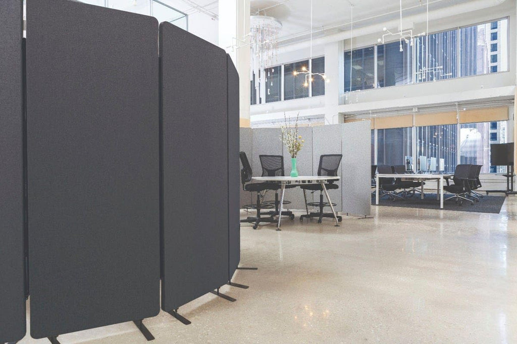 Stand Up Desk Store ReFocus Freestanding Noise Reducing Acoustic Room Wall Divider Office Partition (Ash Grey, 72" x 66", Zippered 3-Pack)