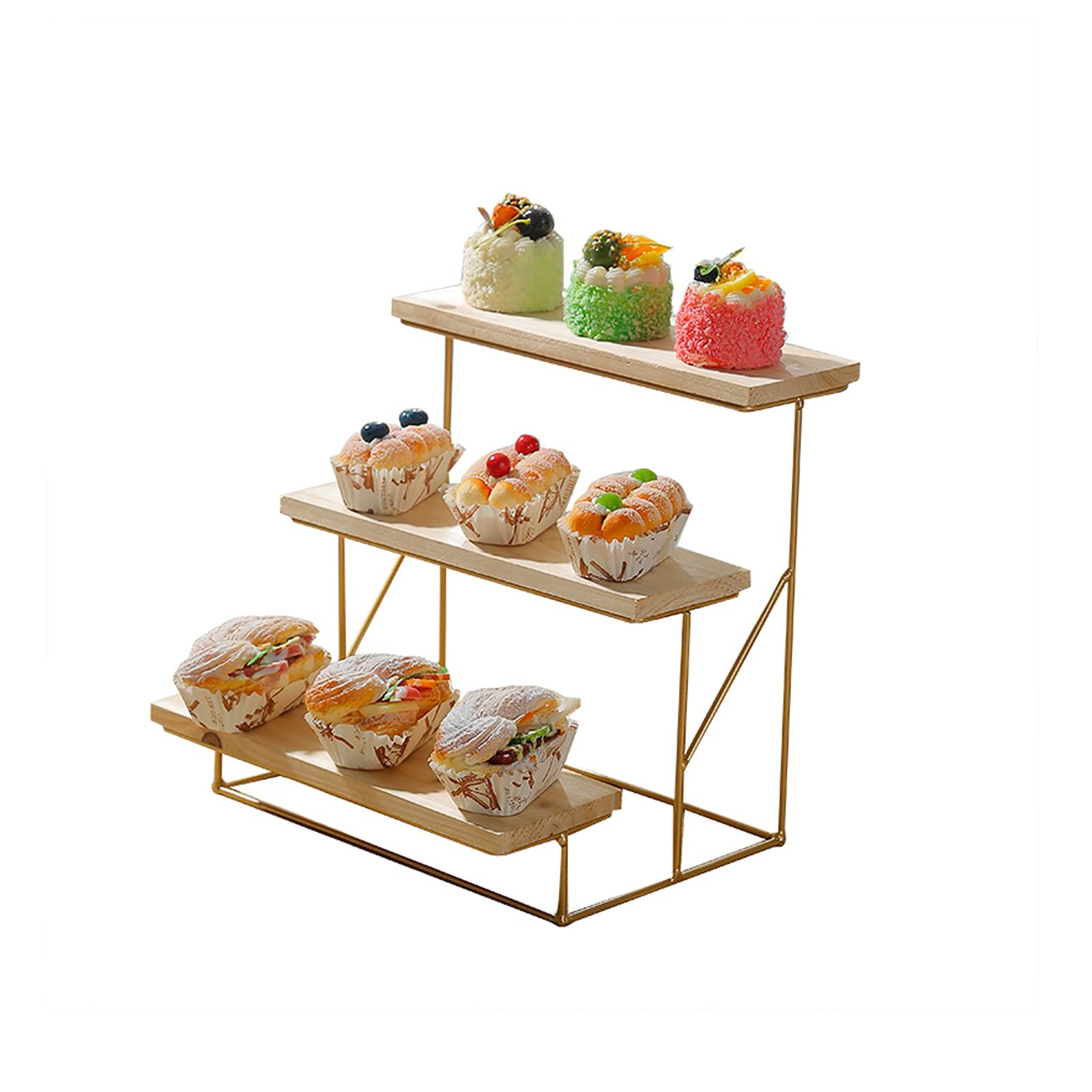 Cake Stands for Dessert Table 3-Tier Wooden Cake Stand Stepped Dessert Table Wedding Cake Display Stand Multi-Purpose Pastry Tiered Serving Tray Home Decor Cake Stands for Parties
