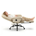 FLEXISPOT Ergonomic Office Chair with Footrest High Back Computer Desk Chairs Indoor Lounge Chair with Wheels 90-165° Reclining Lumbar Support, Chairs for Working Relaxing Cross Legged, Leather, White