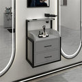 Wall Mounted Salon Cabinet with 2 Drawers, Hair Dryer Stand, Storage for Barber Shop, Facial Salon Station