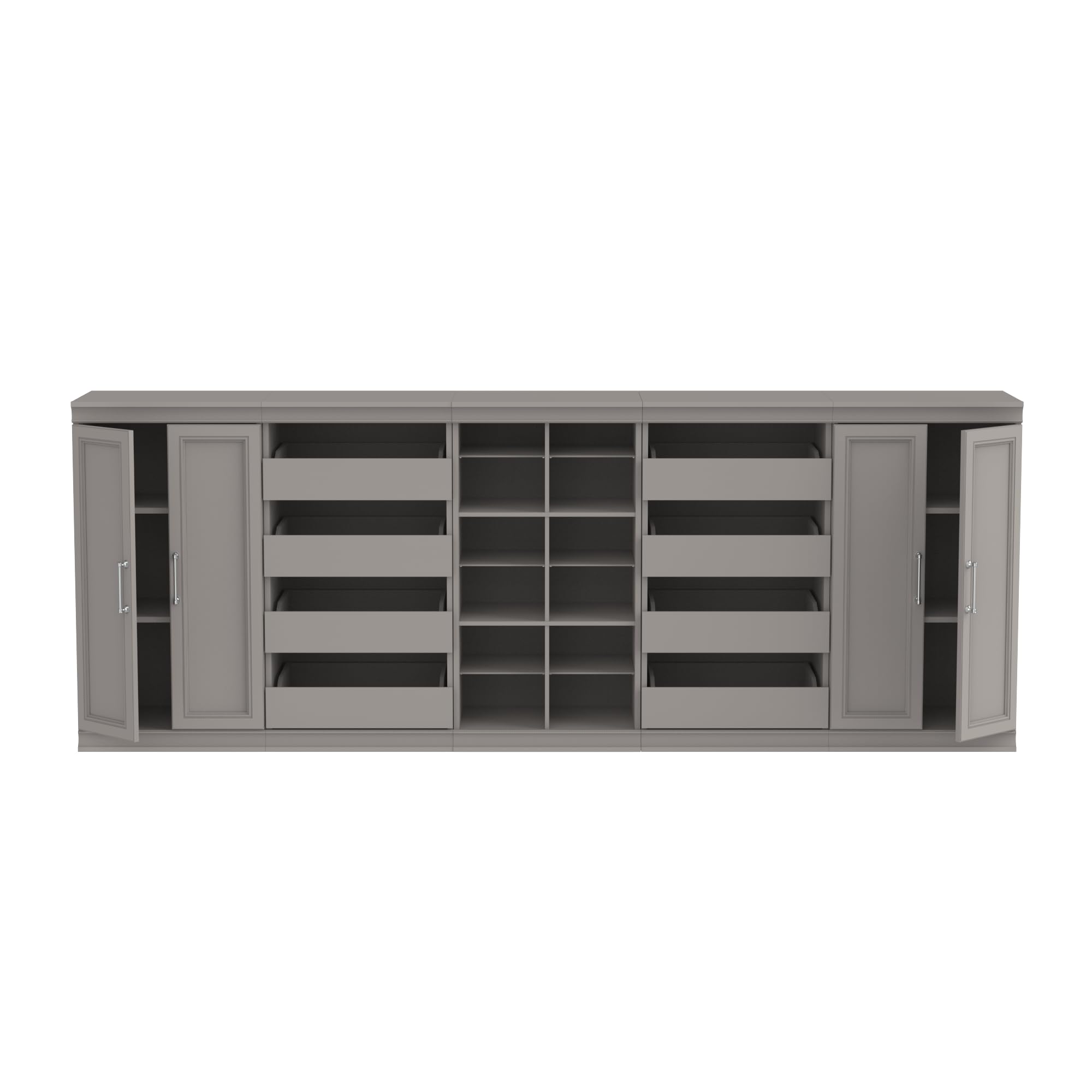 ClosetMaid Modular Storage 106.97-inch W 8-Drawer 18-Shelf Entertainment System with Doors, Smoky Taupe