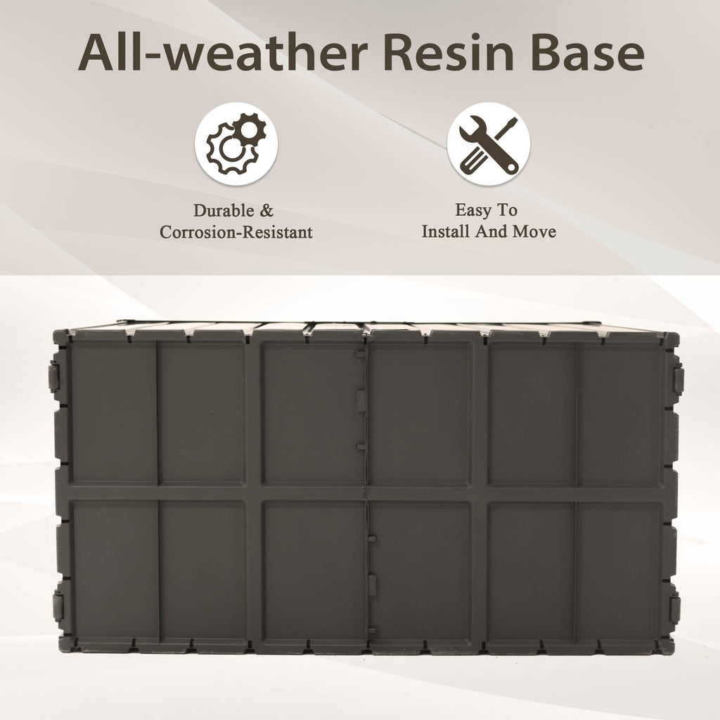LANTRO JS 160 Gallon Metal Deck Box, Outdoor Storage Box Waterproof with Wheels, Lockable Storage Container for Patio Furniture Cushions Garden Tools, Dark Brown