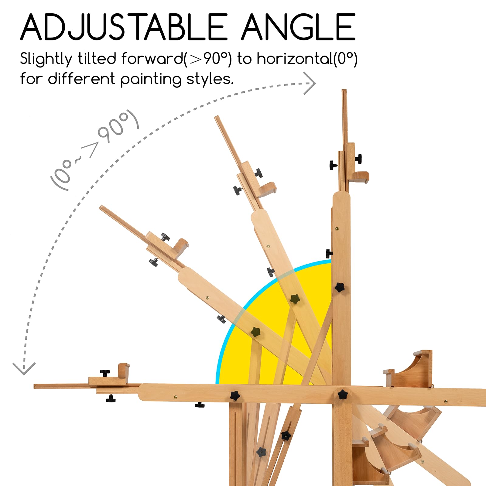 MEEDEN Enlarged Heavy-Duty H-Frame Easel: Artist Solid Beech Wooden Studio Easel - Professional Painting Art Easel Stand with 4 Lockable Wheels & Leveling Bolts - Hold Canvas up to 86" H