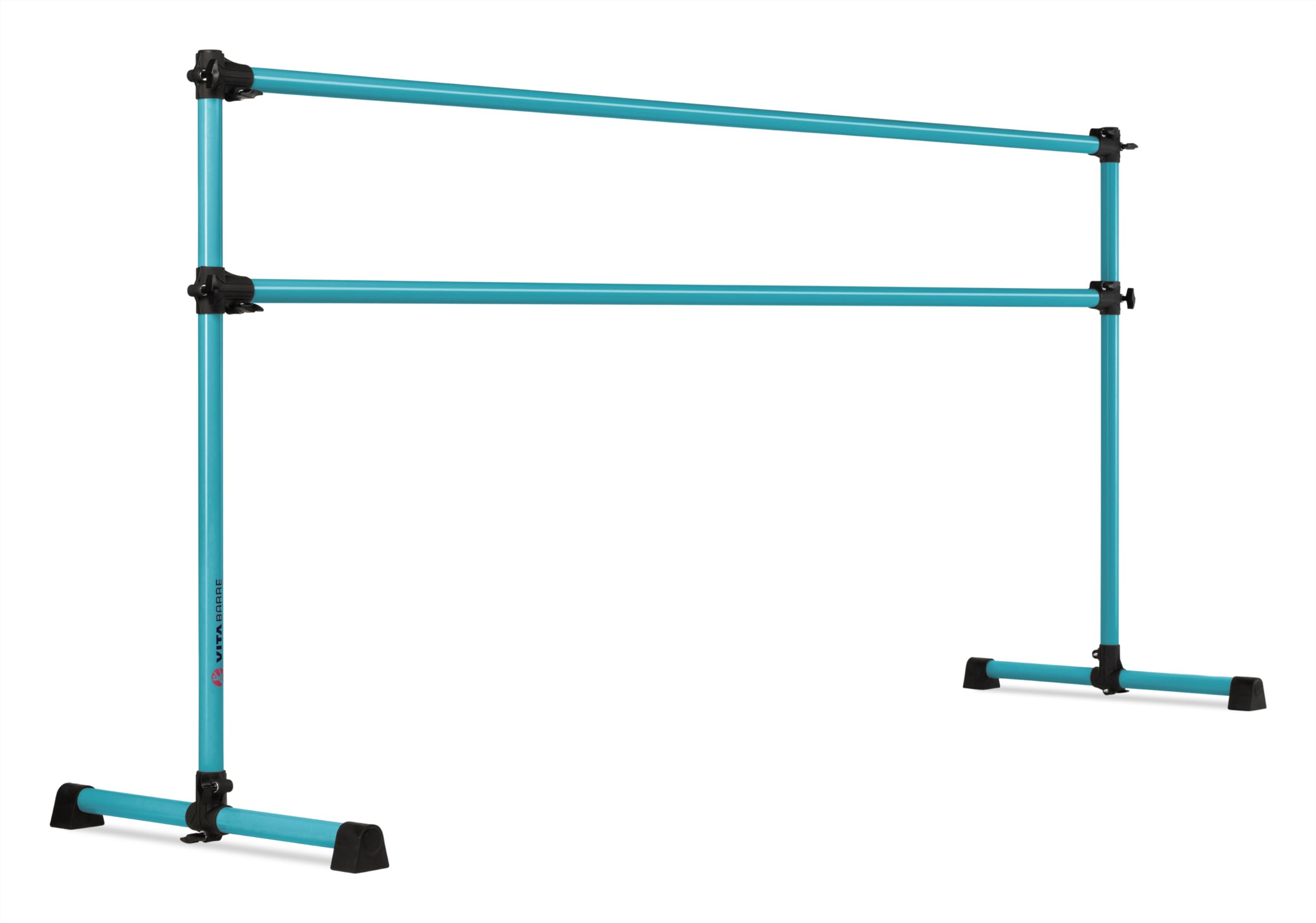 VITA Barre Portable Freestanding Double Ballet Barre, Prodigy, 8 Ft Bars, Teal | Adjustable Height, USA Made, Home or Gym Exercise Equipment for Kids & Adults | Dance, Fitness, Pilates