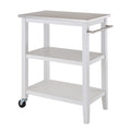TRINITY 3-Tier Mobile Kitchen Island Storage Cart with Stainless Steel Top, 31.4" x 18" x 35", White