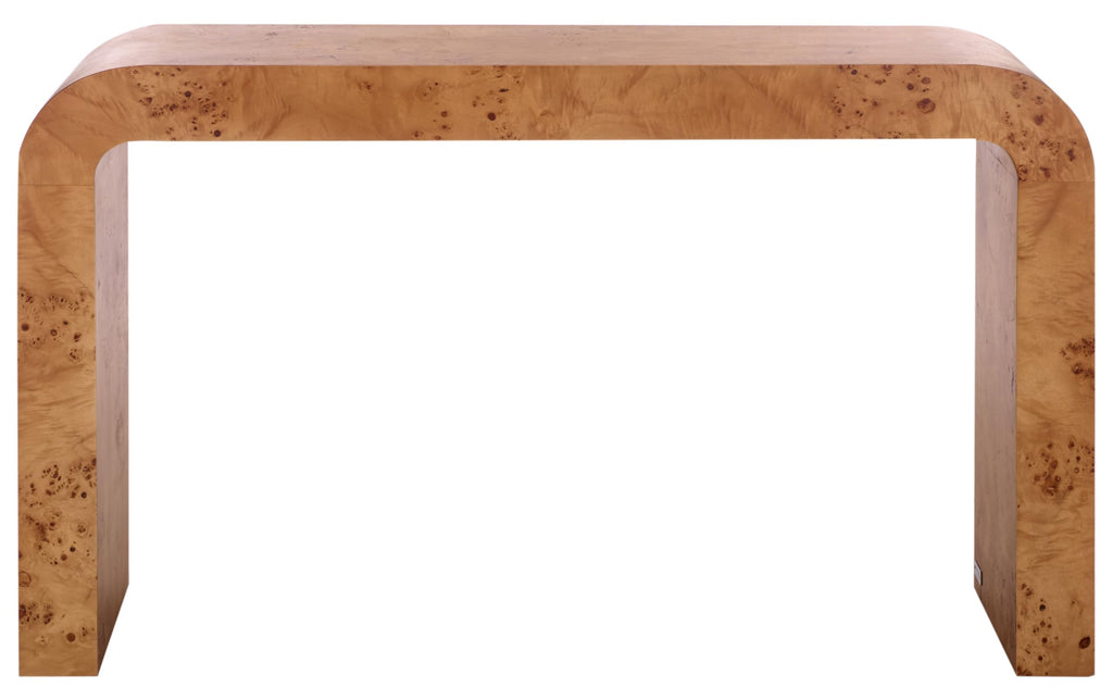 SAFAVIEH Couture Collection - Tessly Walnut Burl Veneer Console Table, Curved Waterfall Design, Fully Assembled (SFV5550A)
