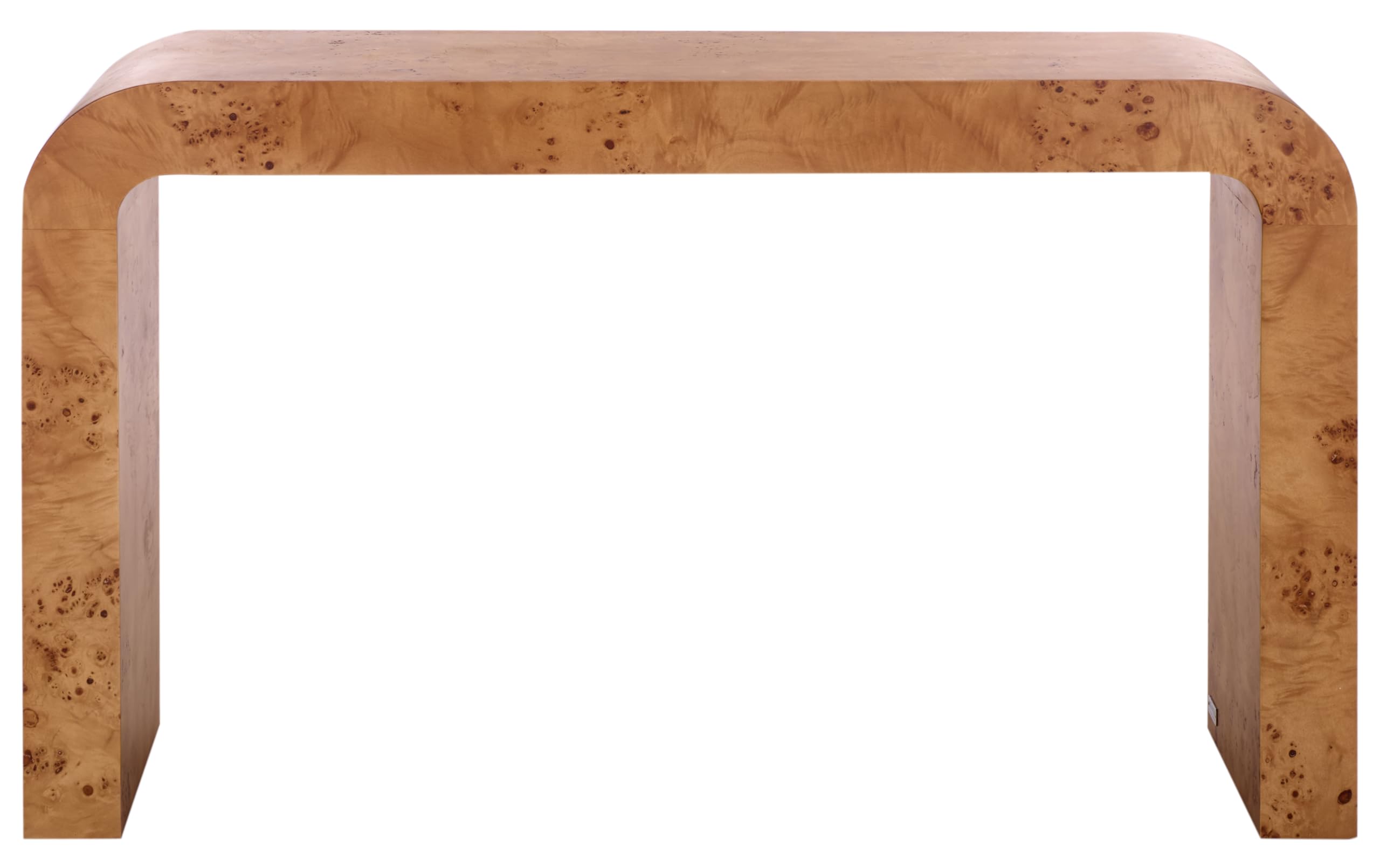 SAFAVIEH Couture Collection - Tessly Walnut Burl Veneer Console Table, Curved Waterfall Design, Fully Assembled (SFV5550A)