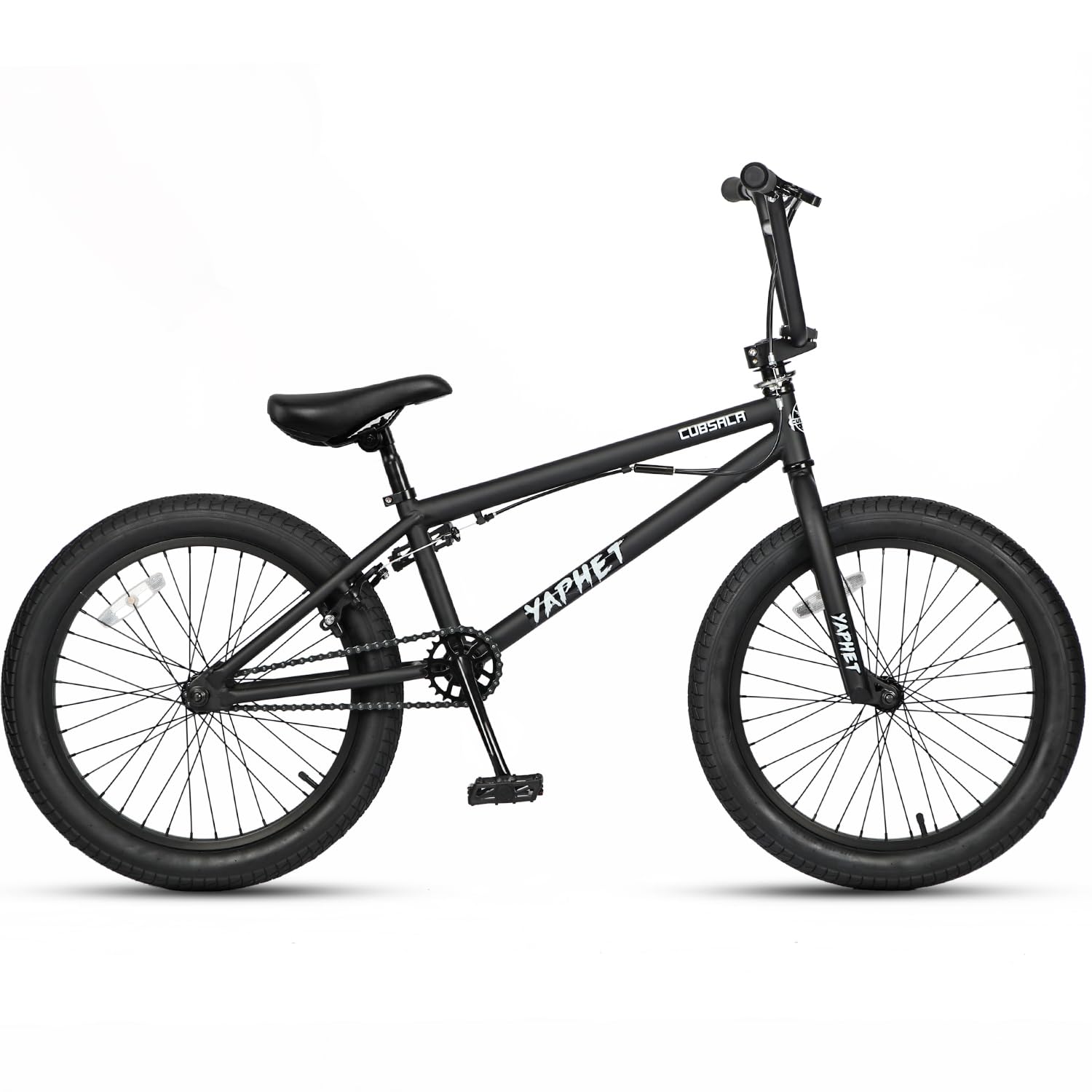 cubsala Freestyle BMX Bike, 20 Inch Yaphet Bicycle for Teen Youth Beginner Adult Riders, Bike with 360° Rotating Handlebar and 4 pegs, Color Black