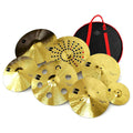 JBK 300 Series Aluminum Alloy Cymbal Set, 7 Pcs Golden Drum Cymbals Complete Kit with Cymbal Bag for Professional Performance