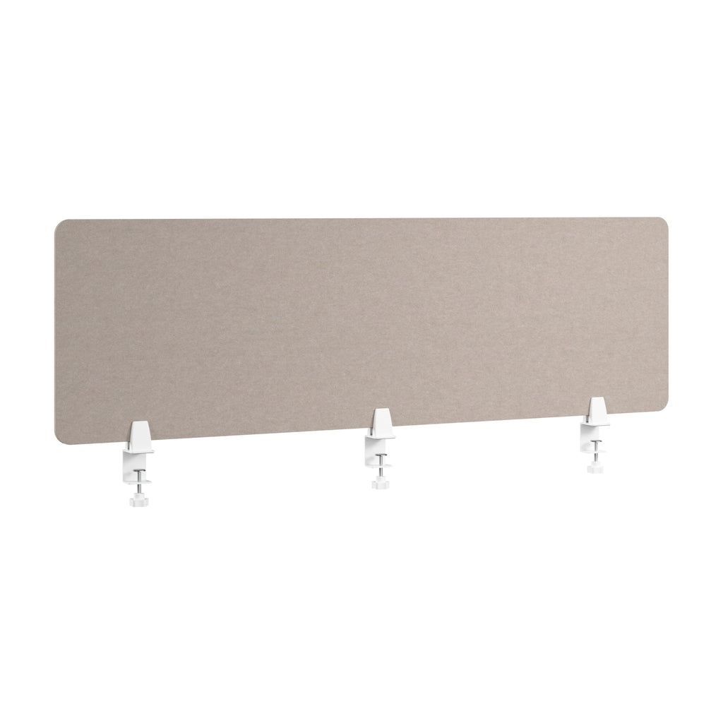 Bush Business Furniture 58W Desktop Privacy Screen in Warm Beige, Desk Mounted Office Partition with Acoustic Sound Dampening Panel