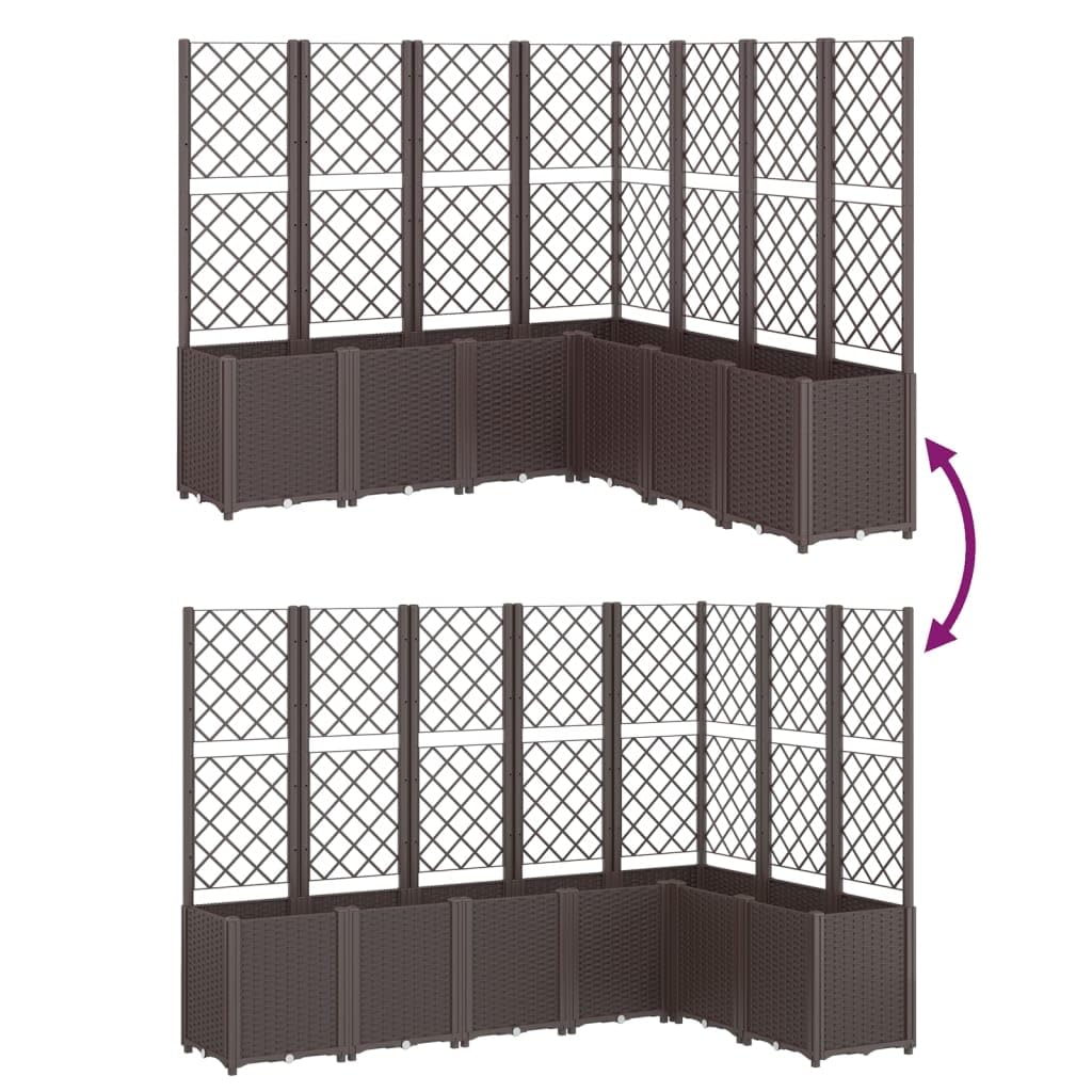 Coespram Modular Brown Garden Planter 63 x 63 x 55 in Outdoor Large Polypropylene Planter Box with Integrated Trellis for Patio Balcony Terrace