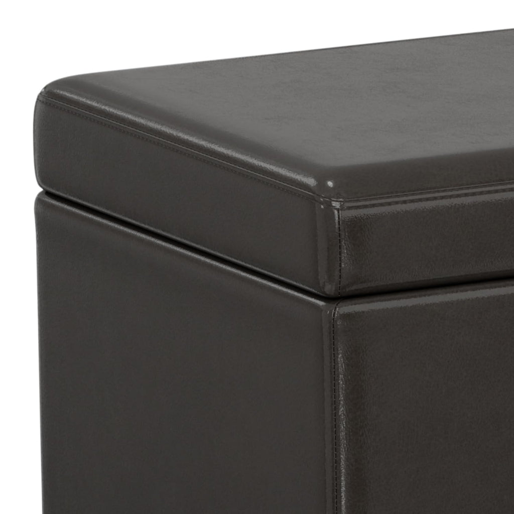 SIMPLIHOME Avalon Extra Large Storage Ottoman Bench - 54 inch Wide Upholstered Vegan Leather Rectangular Lift-Top Ottoman in Tanners Brown, Contemporary Bench for Living Room with Hidden Storage