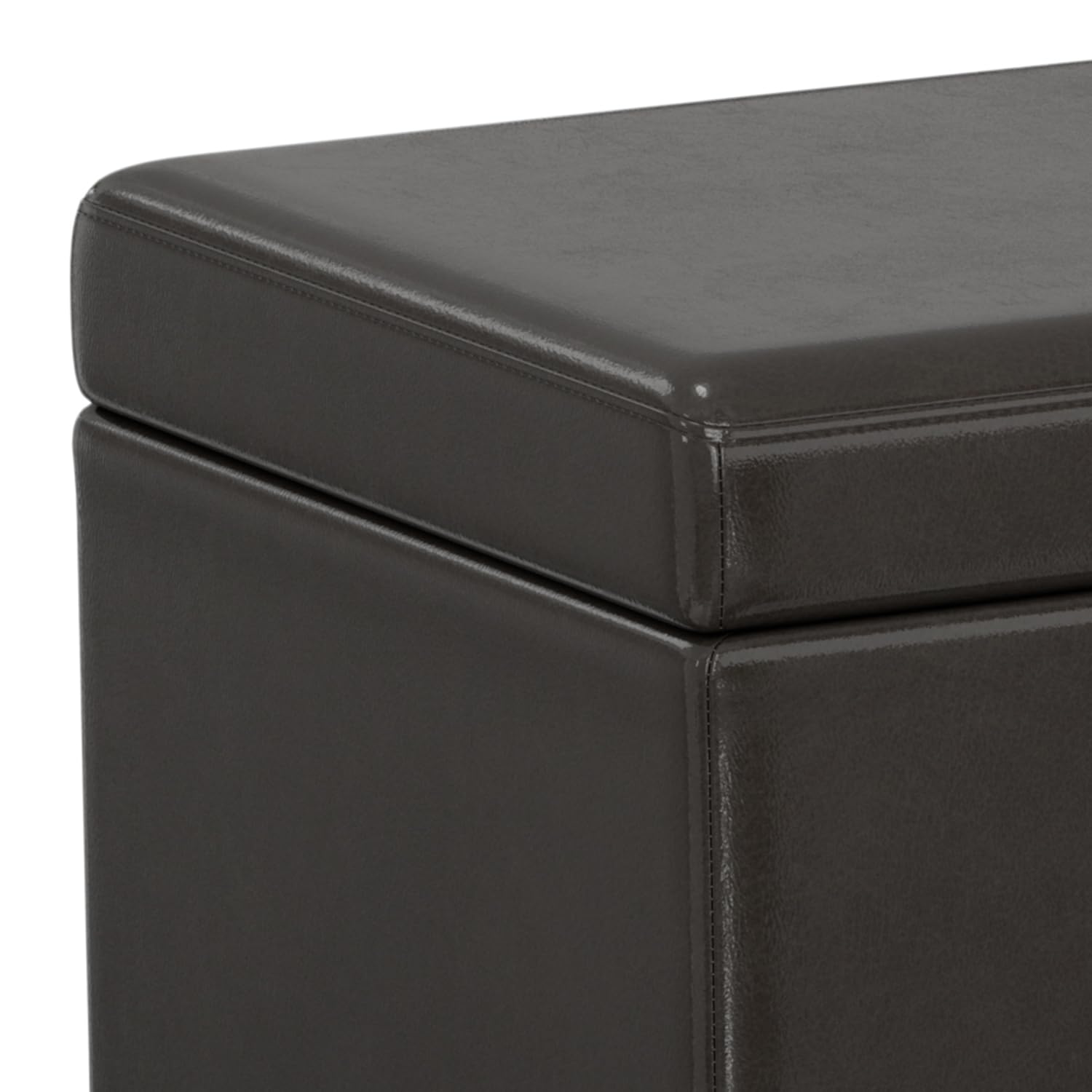 SIMPLIHOME Avalon Extra Large Storage Ottoman Bench - 54 inch Wide Upholstered Vegan Leather Rectangular Lift-Top Ottoman in Tanners Brown, Contemporary Bench for Living Room with Hidden Storage
