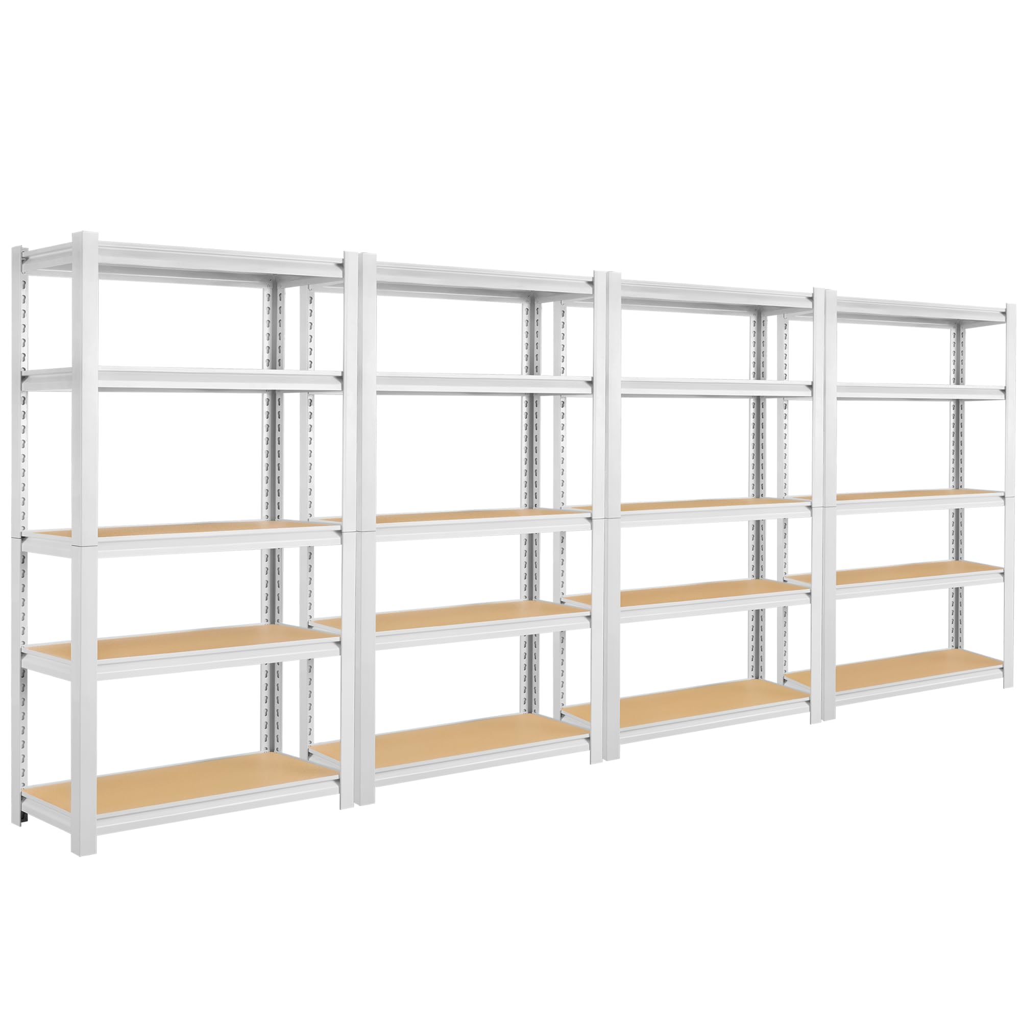 skillmaid 5 Tier White Storage Shelves - Adjustable Pantry Shelves Metal Closet Shelf, Heavy Duty Shelving Unit Utility Rack Organizer for Kitchen Closet Pantry Garage, 28" W x 12" D x 59" H, Set of 4
