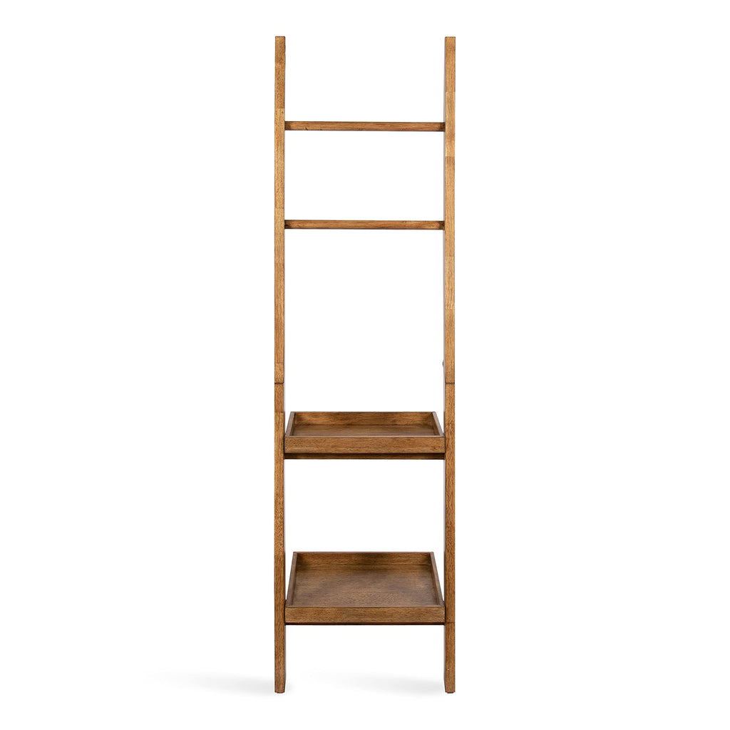 Kate and Laurel Lowry Farmhouse Wood Ladder Shelf; 18 x 14 x 58; Natural Wood; Decorative Modern Leaning Shelf for Storage and Display
