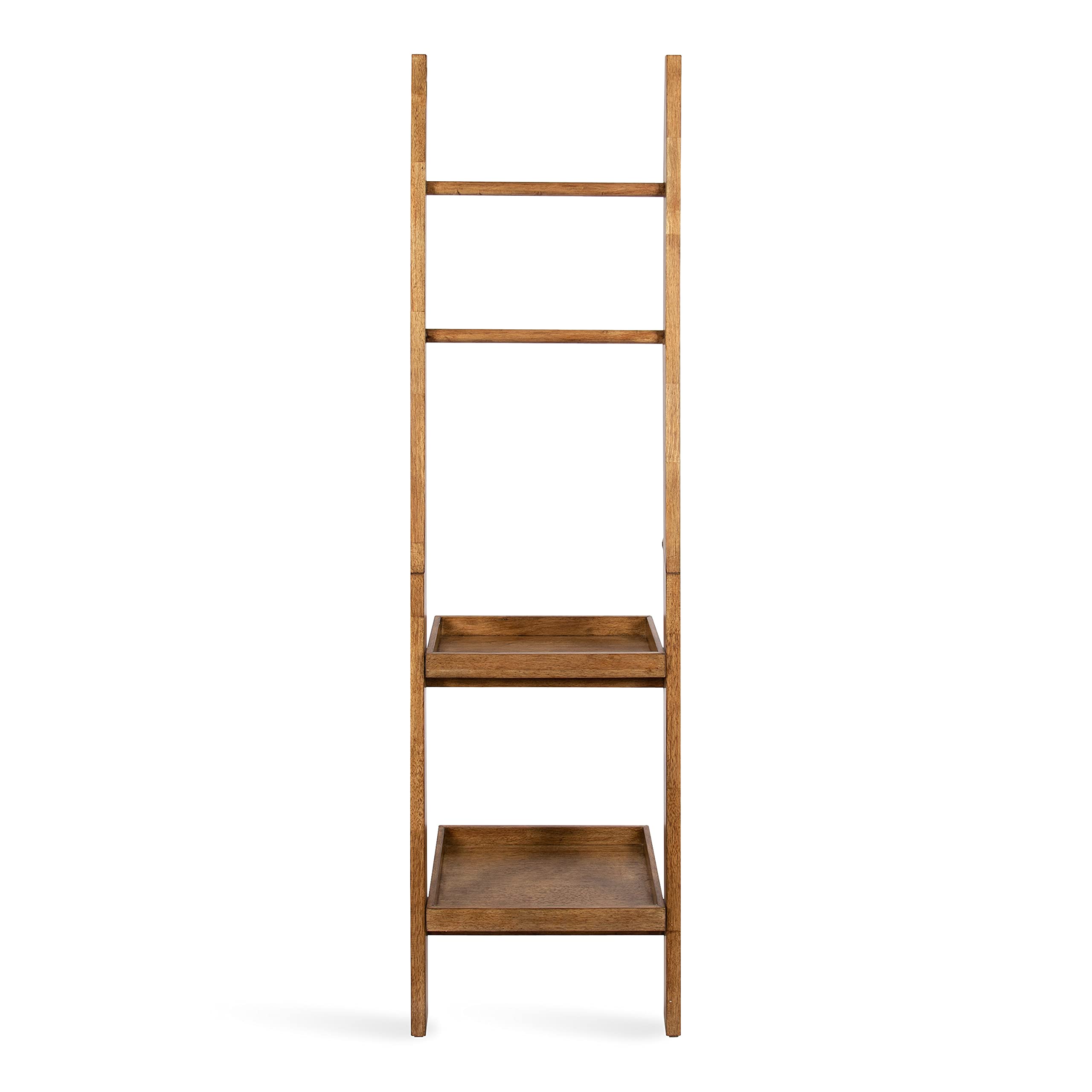 Kate and Laurel Lowry Farmhouse Wood Ladder Shelf; 18 x 14 x 58; Natural Wood; Decorative Modern Leaning Shelf for Storage and Display