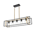 Lucidce 5-Light Farmhouse Chandelier Black and Brass Kitchen Island Lighting with Clear Glass Shades, Rectangular Chandeliers for Kitchen or Dining Room