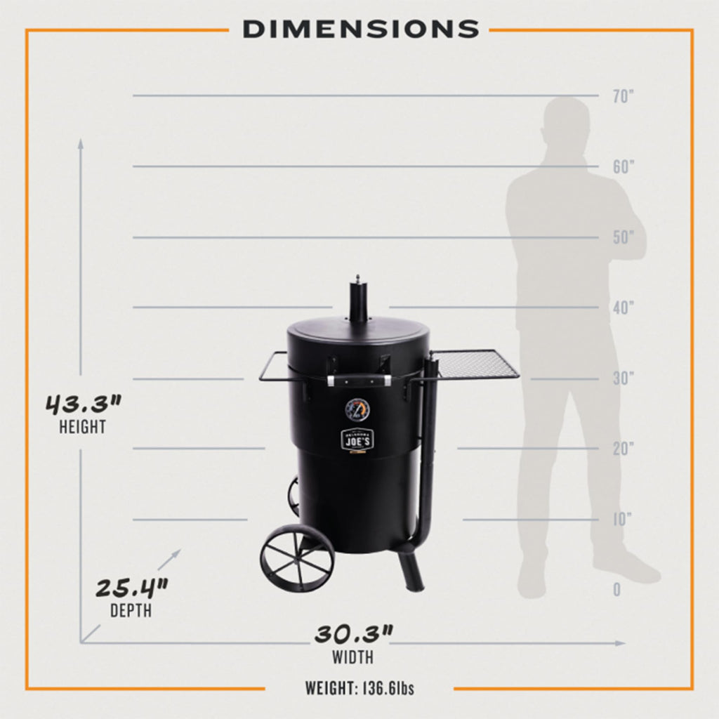 Char-Broil Oklahoma Joe's Bronco Barrel Drum Smoker Bundle with 630 Square Inch Cooking Surface and Triple Grate