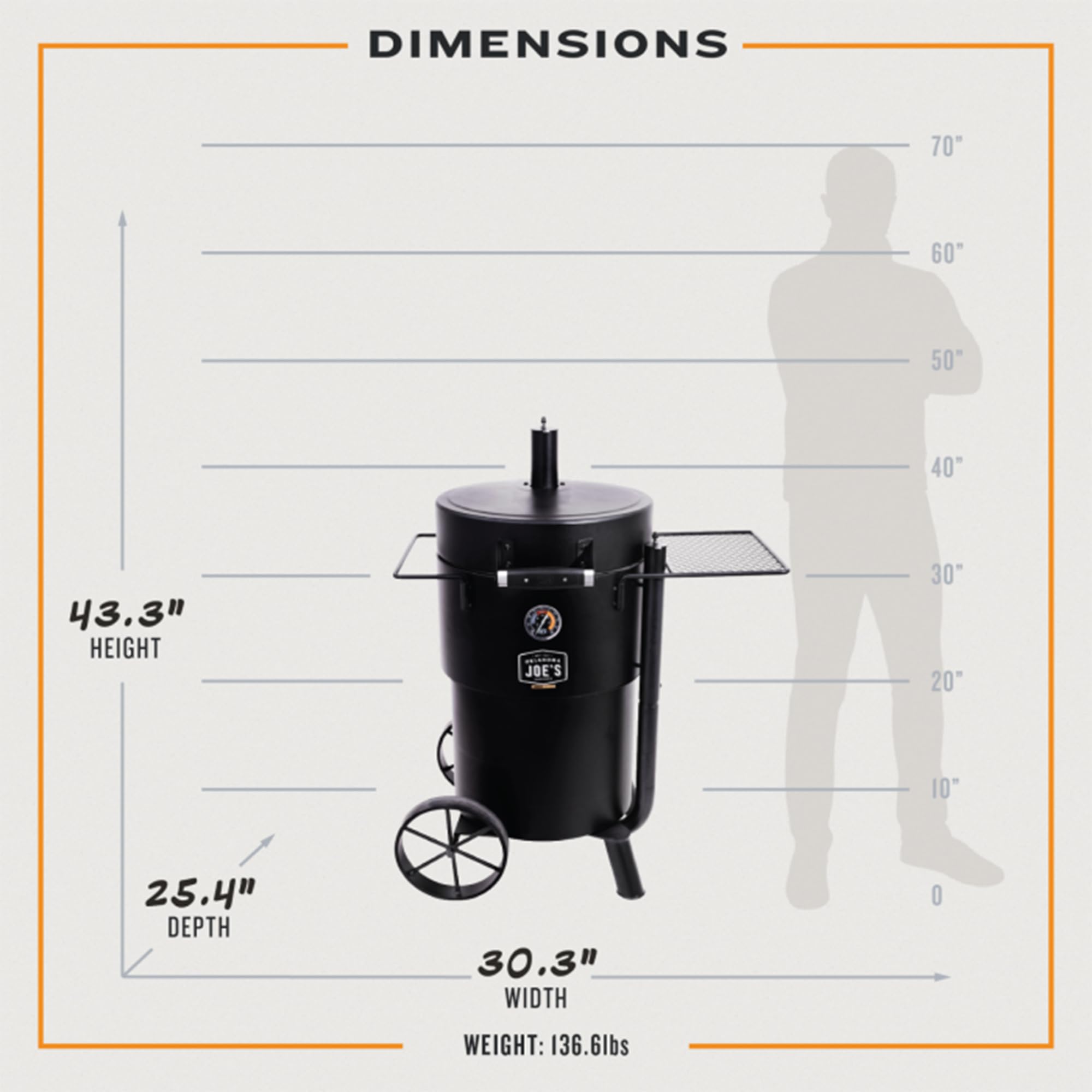 Char-Broil Oklahoma Joe's Bronco Barrel Drum Smoker Bundle with 630 Square Inch Cooking Surface and Triple Grate