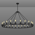 RWOGNLO 54" Black Large Wagon Wheel Chandelier, Farmhouse Round Chandeliers for Dining Room, 24-Light Modern Living Room Chandeliers Ceiling Fixtures for Bedroom, Foyer, Entryway, Staircase, Kitchen