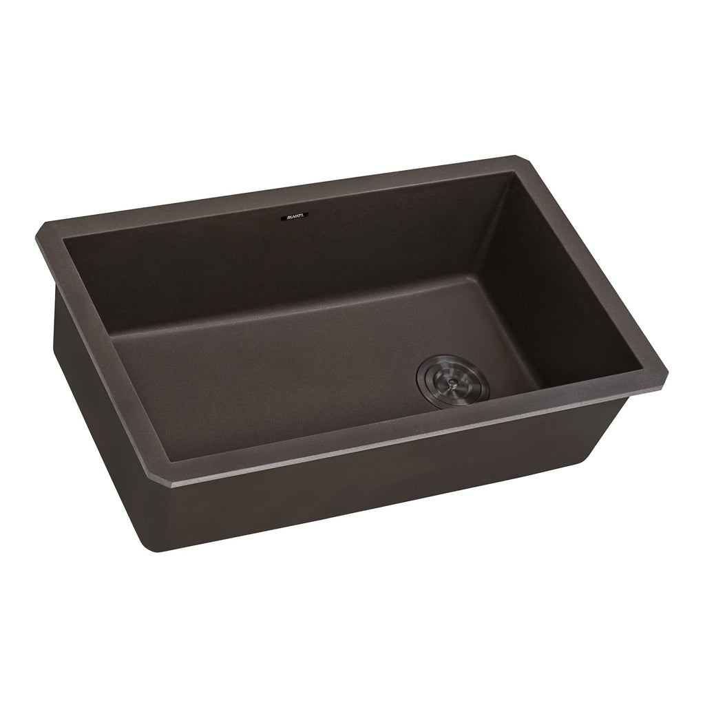 Ruvati 32 x 19 inch epiGranite Undermount Granite Composite Quartz Single Bowl Kitchen Sink - Espresso Brown - RVG2033ES