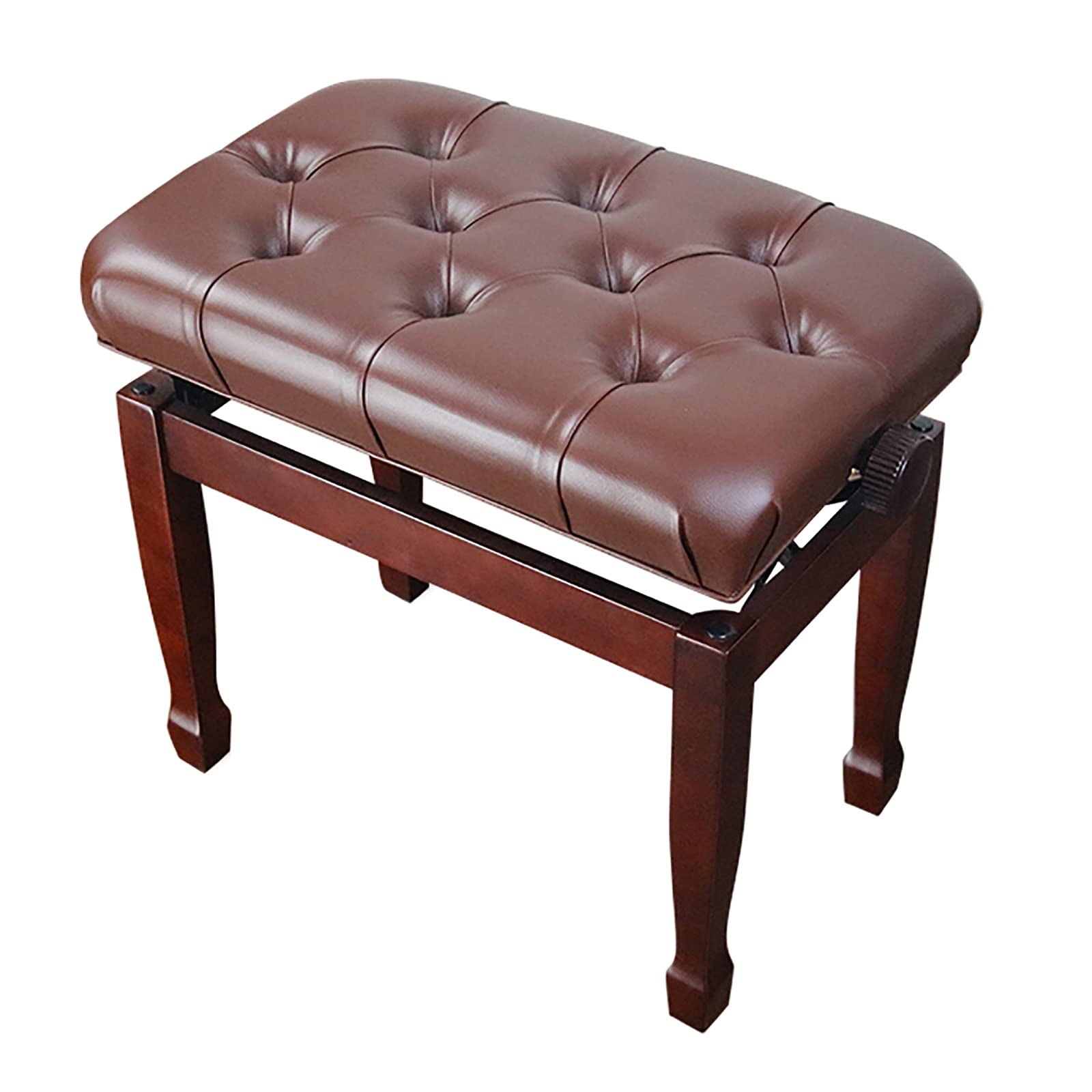 EliteBloom Leather Piano Bench Adjustable Deluxe Padded Piano Stool with Soft Pu Cushion Piano Stool,Keyboard Stool with Solid Hard Wood Construction,Brown