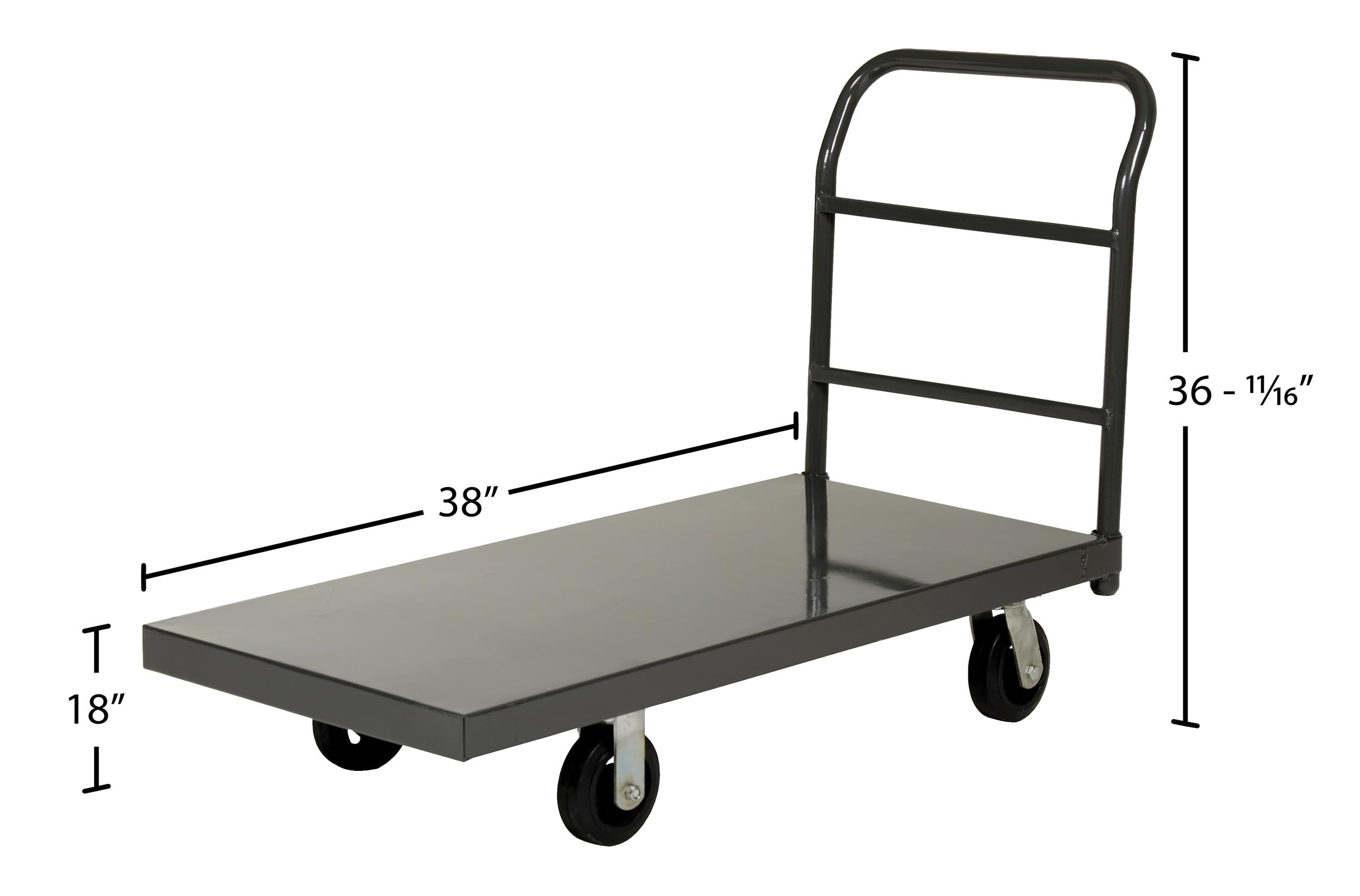 Vestil ECSPT-1832 Steel Smooth Deck Platform Truck 18 In. x 32 In. 2000 Lb. Capacity Black