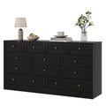 Garvee Wooden Dressers for Bedroom with 12 Drawer, Black Dresser for Adult Bedroom, Modern Wood Chest of Drawers for Living Room, Closet, Hallway, Farmhouse TV Stand Dresser for 75" TV, 61" W×31.5" H