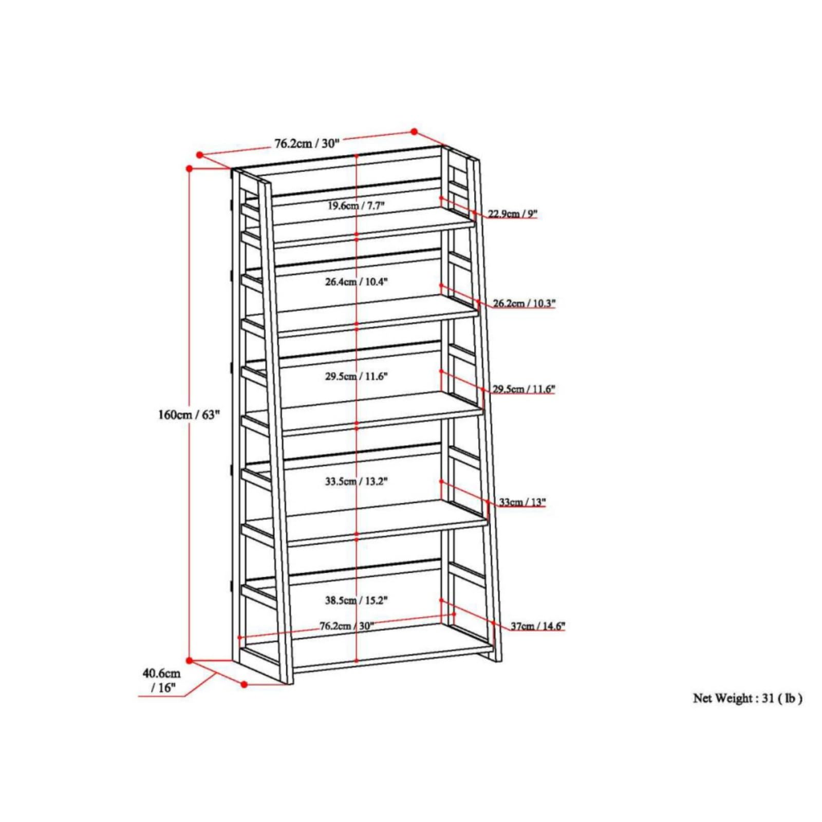 Hassyee Industrial Design Ladder Shelf Storage Rack Bookcase, Transitional Style Multipurpose 5-Tier Bookshelf for Living Room, Home Office, Kitchen, Bedroom