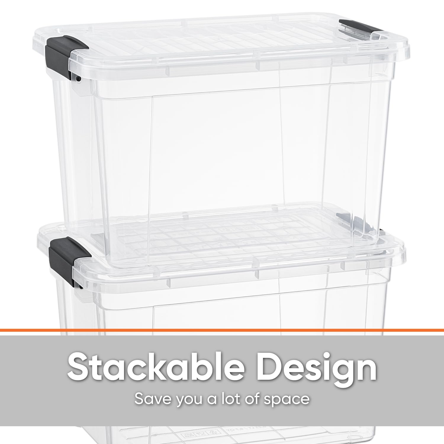 Superio Clear Storage Box with Lid, 49 Quart Plastic Container Bins for Organizing, Stackable Crates, BPA Free, Non Toxic, Odor Free, Organizers for Home, Office, School, and Dorm, 10 Pack